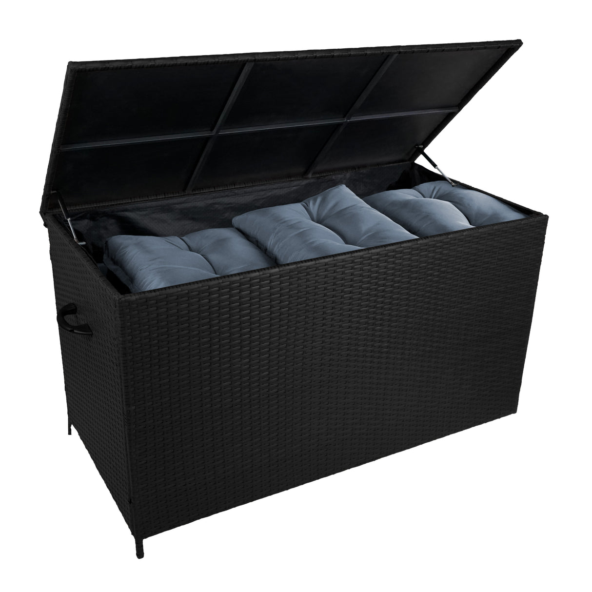 Conjunto para Exteriores de aluminio 5 plazas Blanco + Caja en ratán Negro