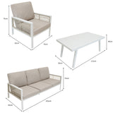 Conjunto para Exteriores de aluminio 5 plazas Blanco + Caja en ratán Negro