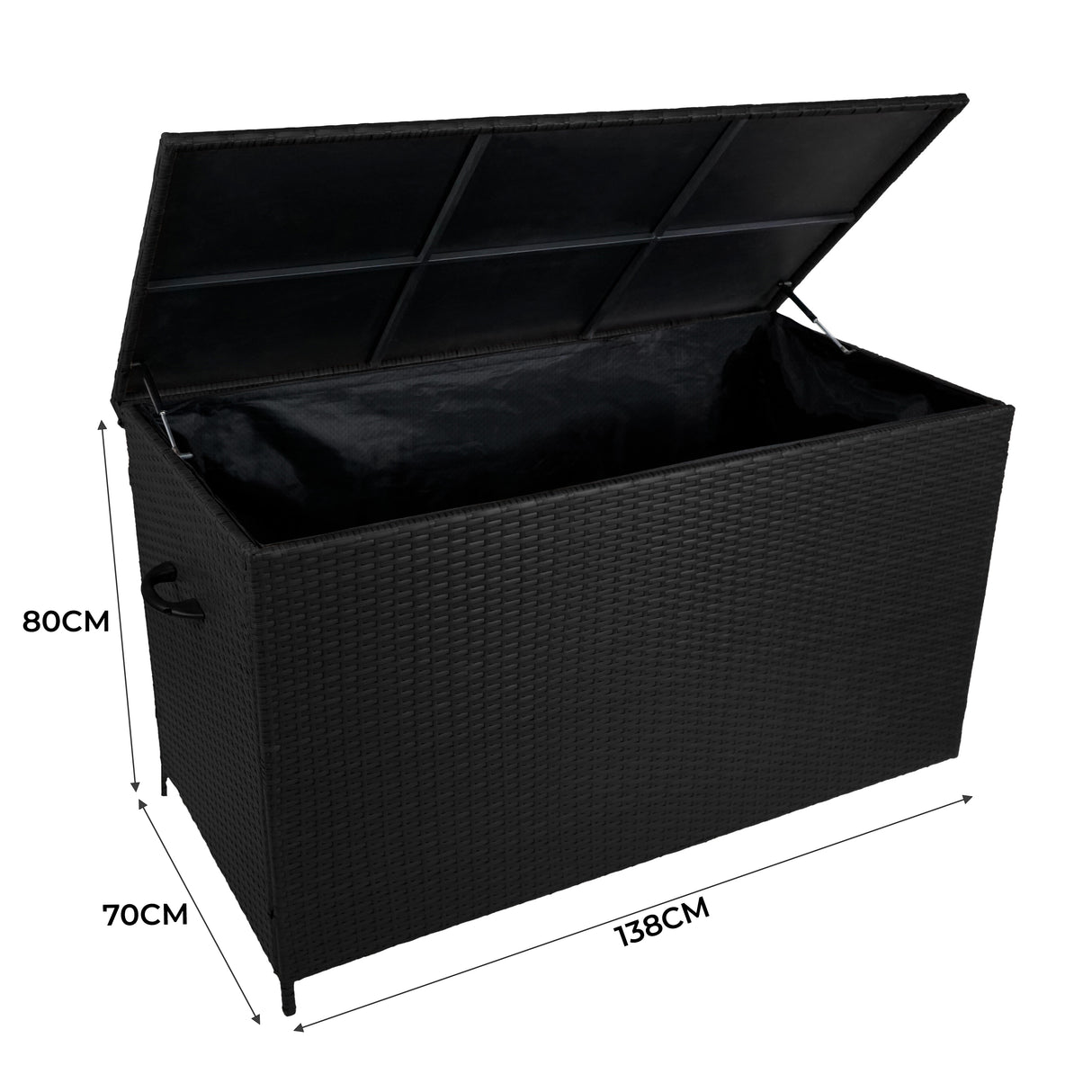 Conjunto para Exteriores de aluminio 5 plazas Blanco + Caja en ratán Negro