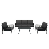 Conjunto de sofá de 4 piezas antracita con sombrilla y base negras