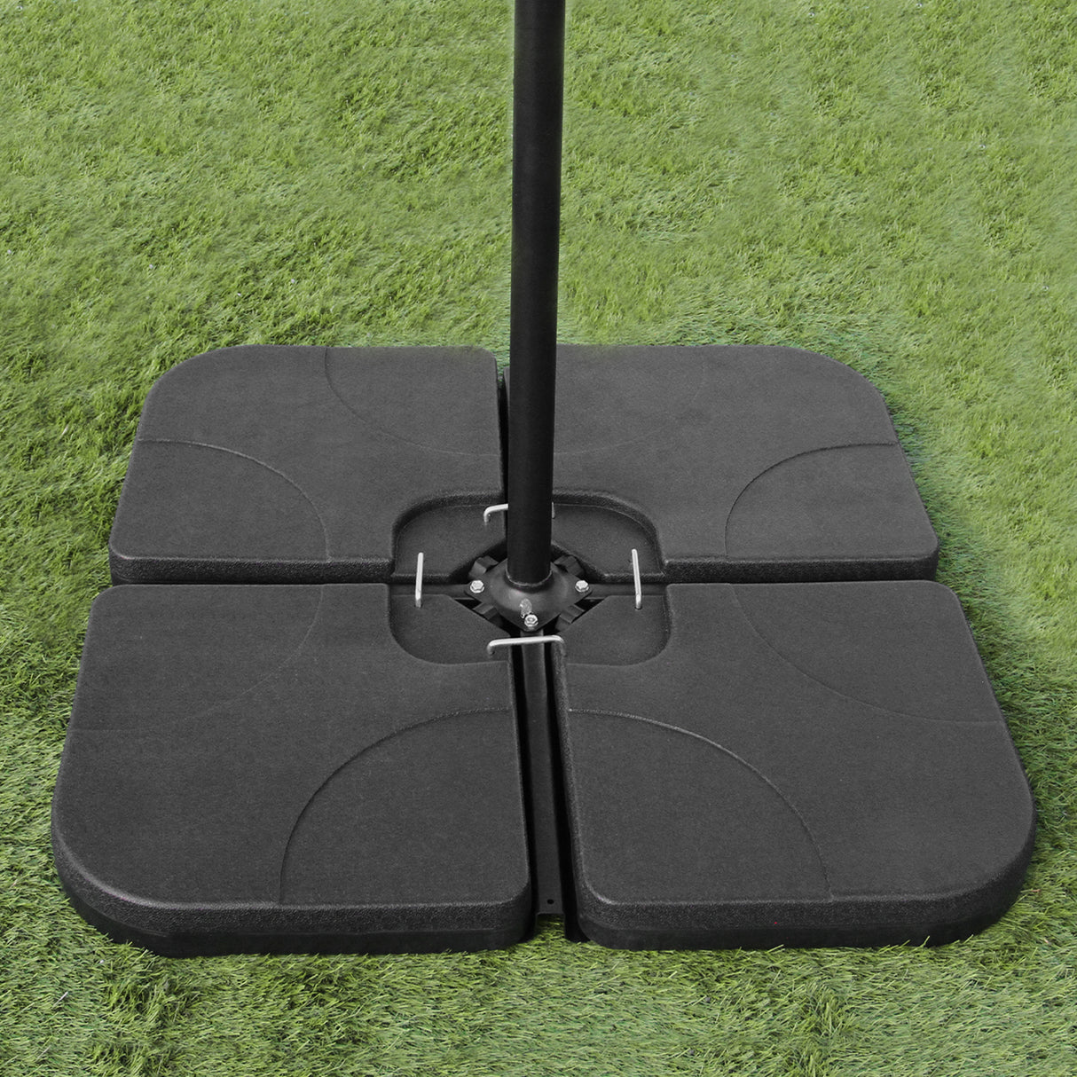 Conjunto de sofá de 4 piezas antracita con sombrilla y base negras