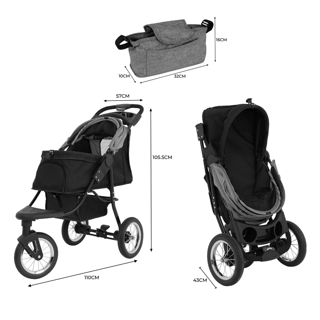 Cochecito para Mascotas - Gris