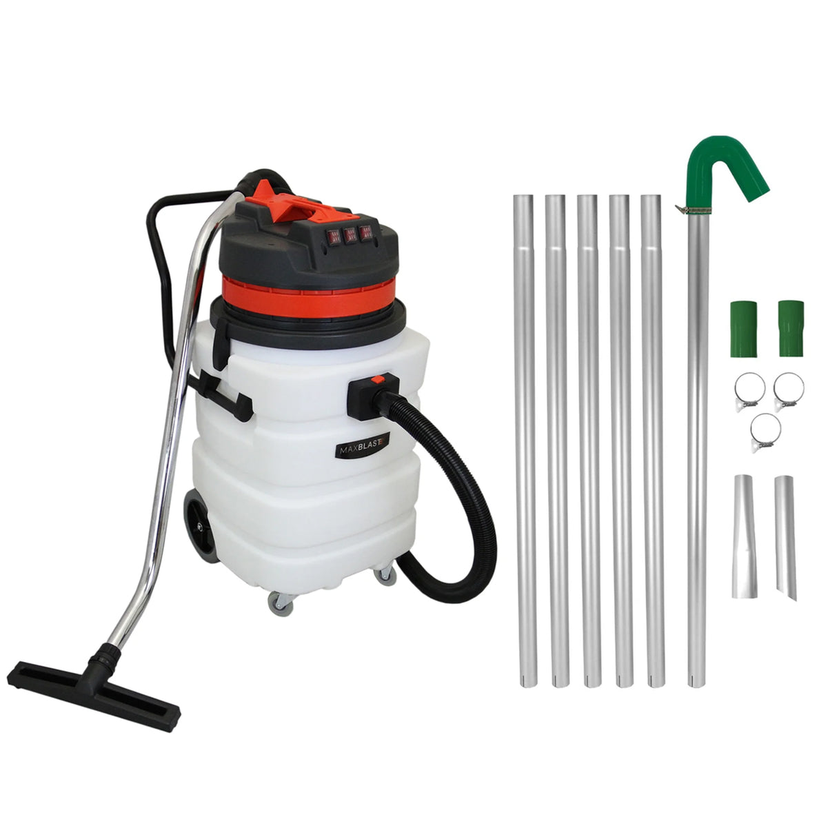 Aspiradora industrial 90L y postes para canalones de 7,2m