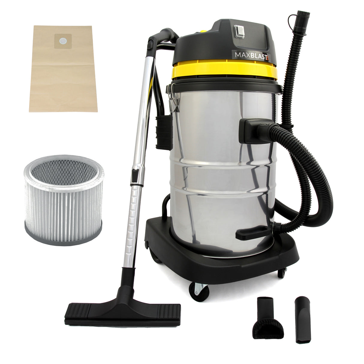 Aspiradora industrial 60L y postes para canalones de 7,2m