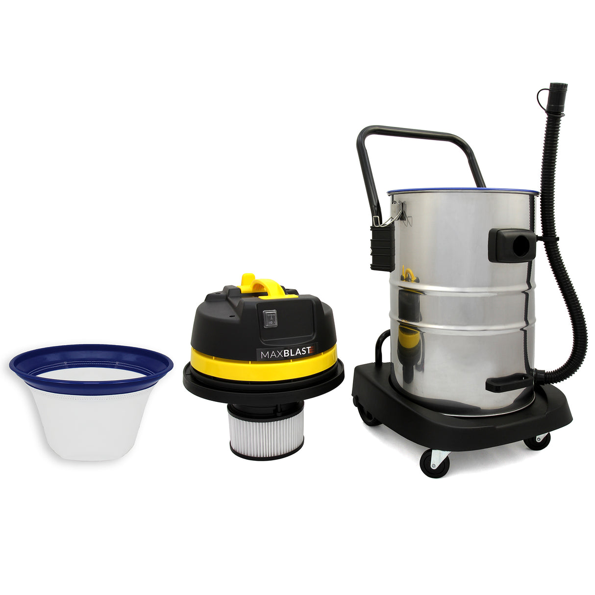 Aspiradora industrial 50L y postes para canalones de 7,2m