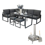 Set Sofa Esquinero de aluminio Antracita + Horno de mesa para Pizza