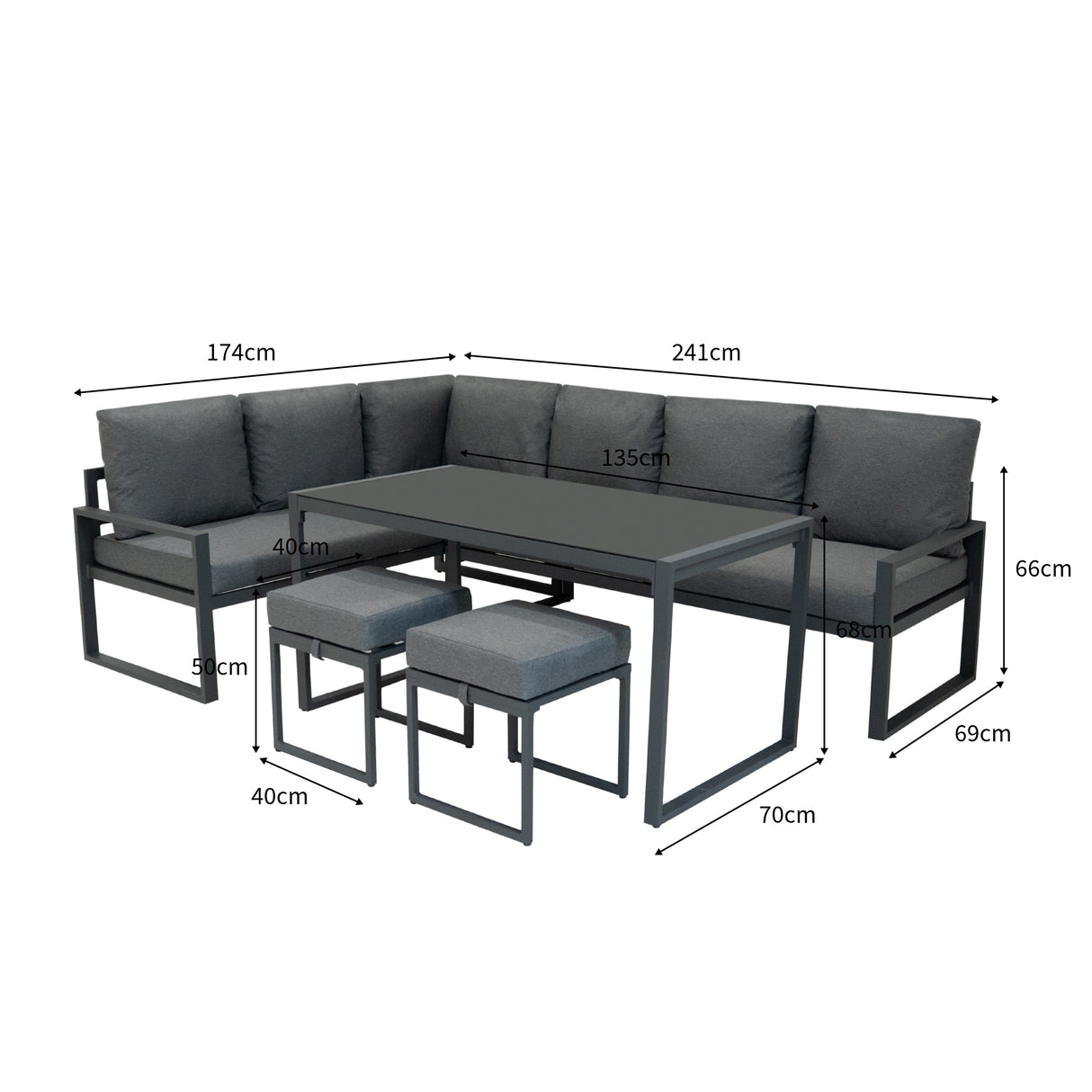 Set Sofa Esquinero de aluminio Antracita + Horno de mesa para Pizza