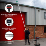 Kit de Limpieza de Canalones con Aspiradora 80L, Tubos Extensibles y Cámara 4K