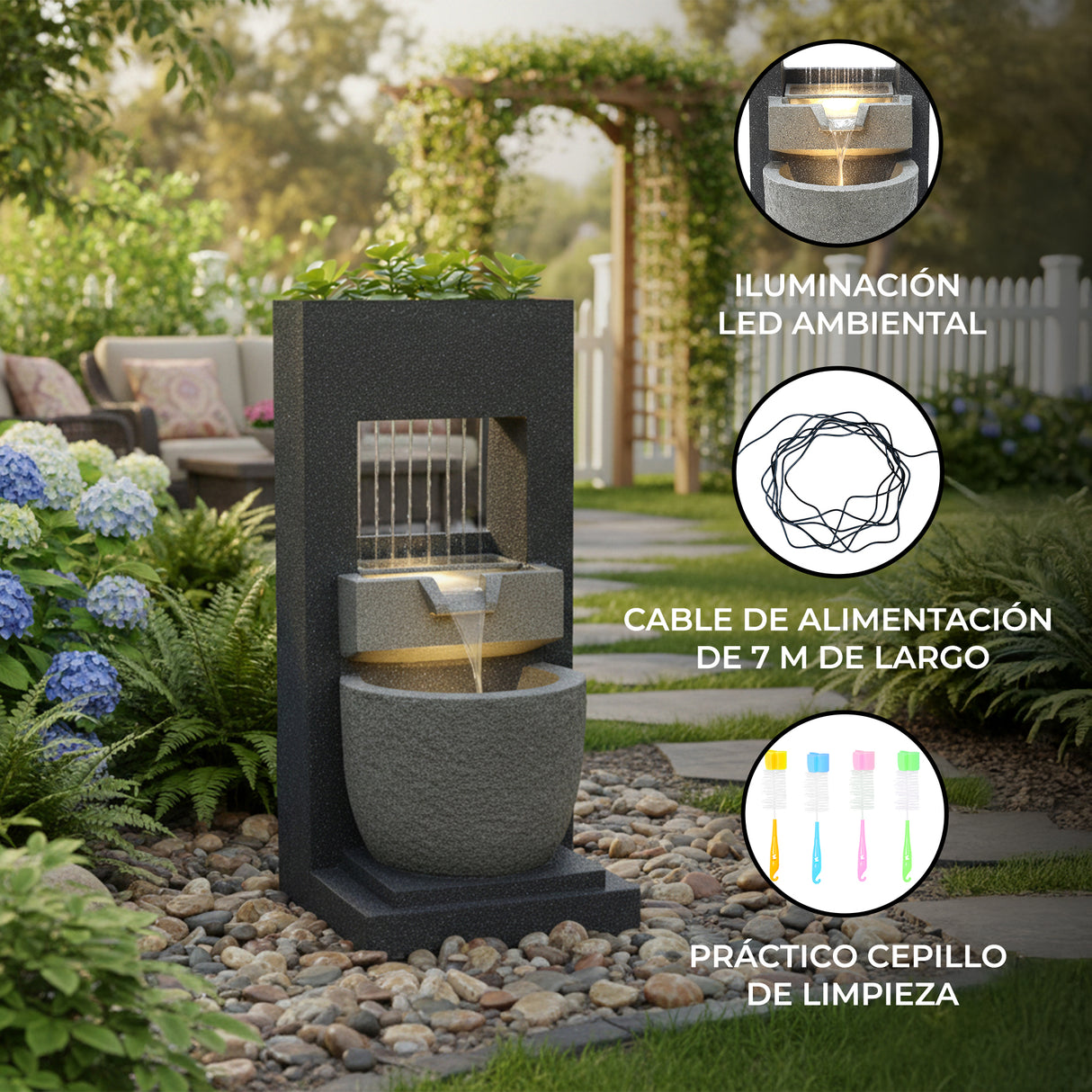 Fuente de Agua Eléctrica para Jardín "Cascade Springs"