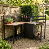 Conjunto de Cocina Exterior de Aluminio y Madera de 3 Piezas