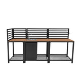 Conjunto de Cocina Exterior de Aluminio y Madera de 3 Piezas