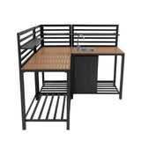 Conjunto de Cocina Exterior de Aluminio y Madera de 3 Piezas