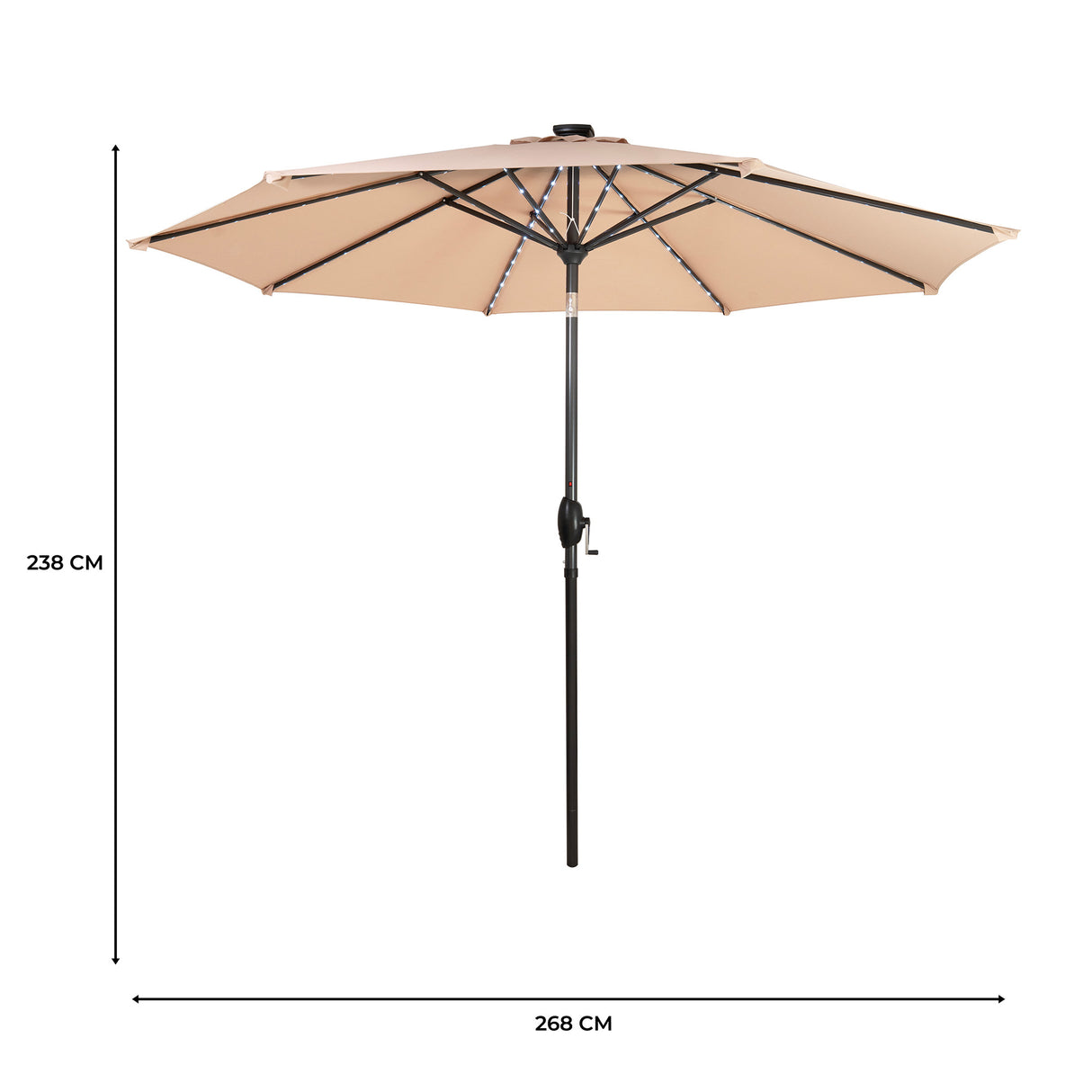 Parasol LED inclinable de 2,7 m – Beige