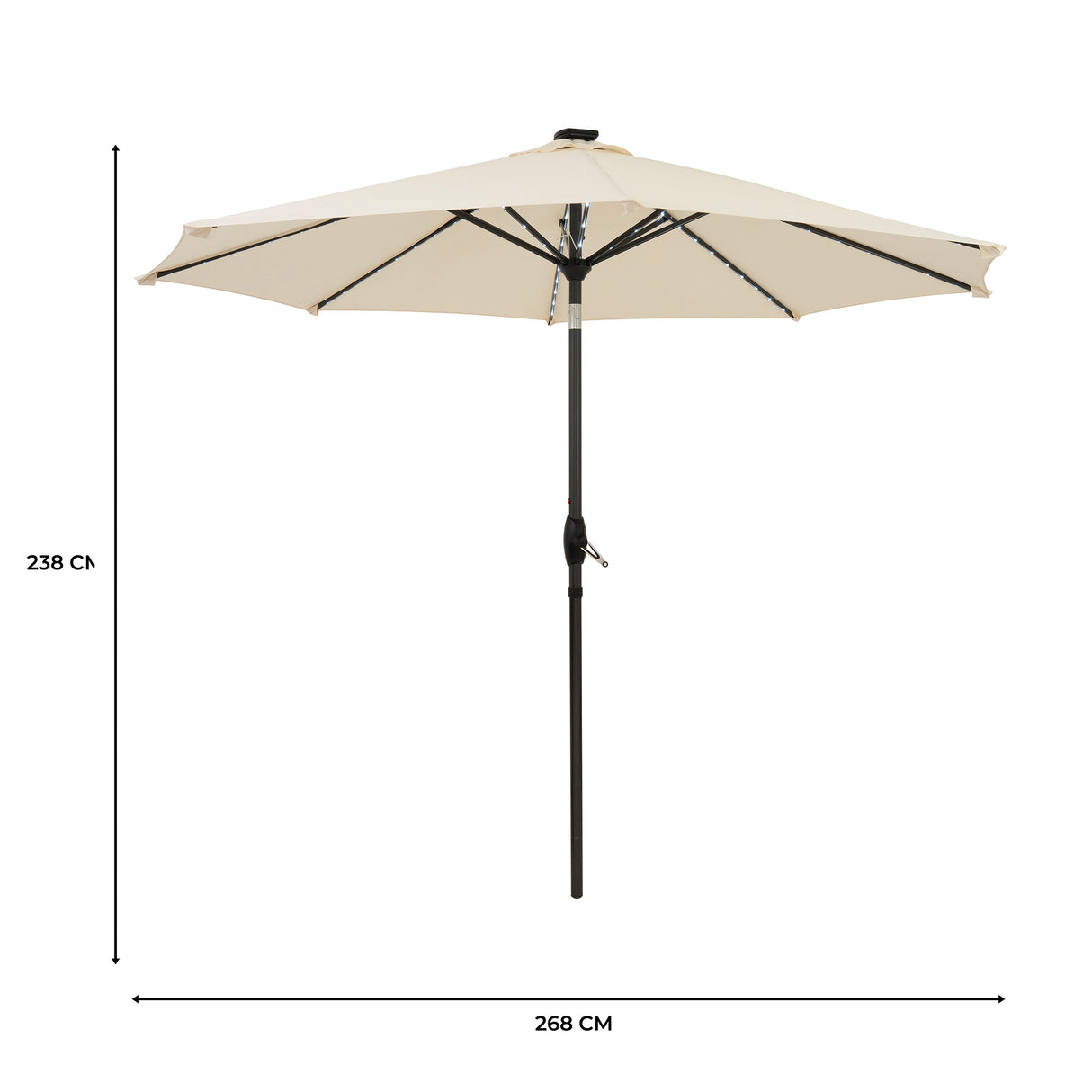 Parasol LED inclinable de 2,7 m – Crema