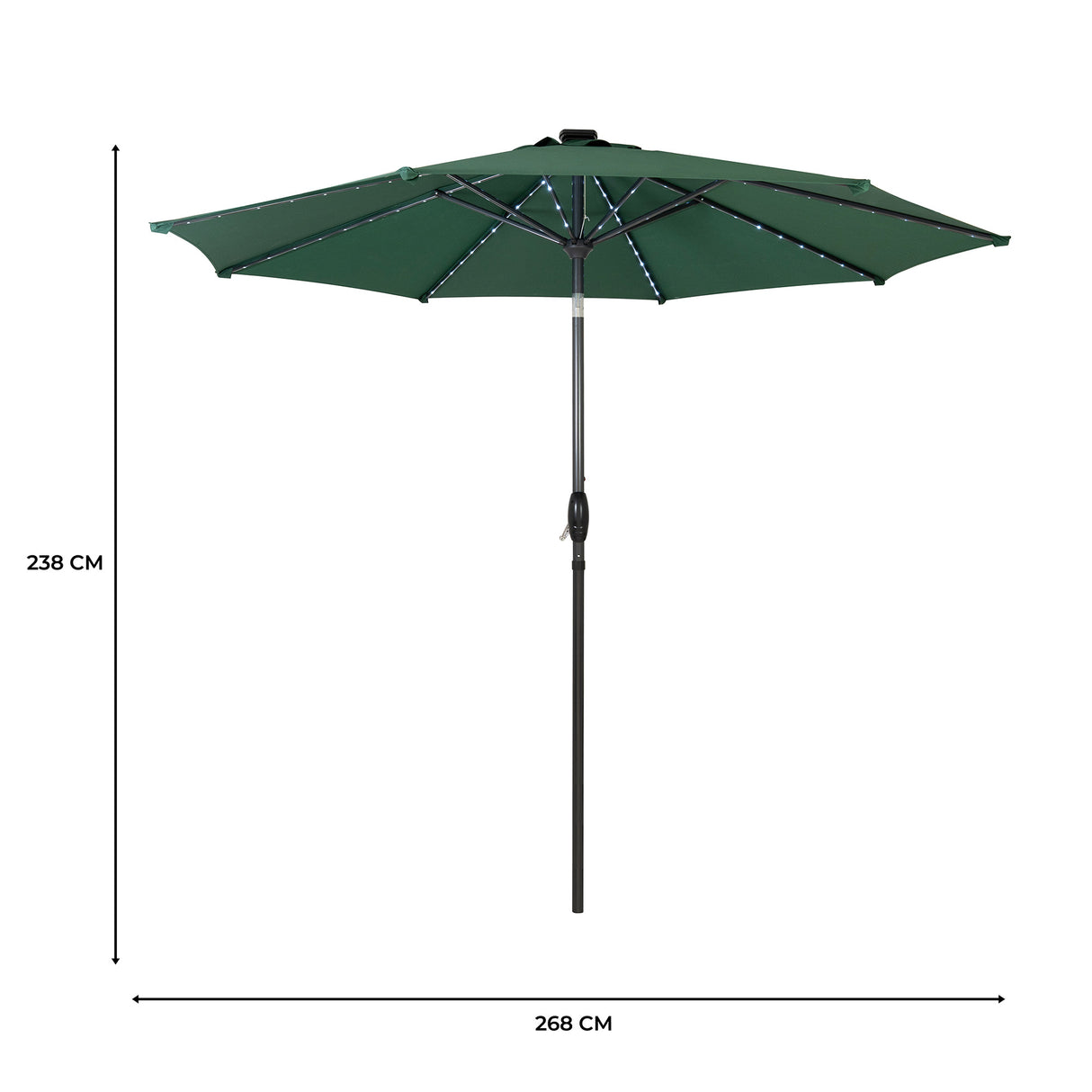 Parasol LED inclinable de 2,7 m – Verde