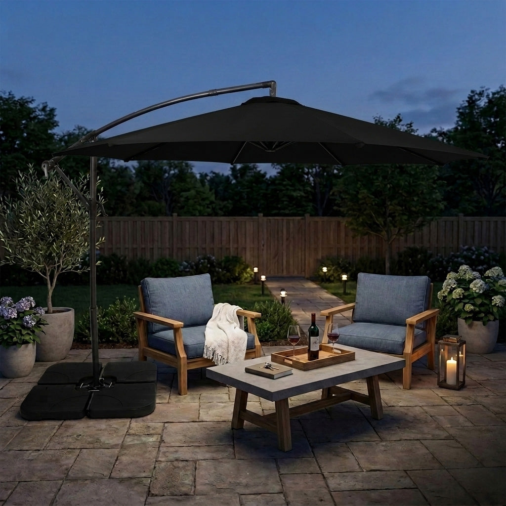 Parasol Excéntrico de 3 m – Negro