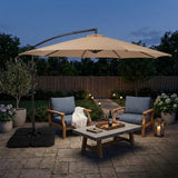 Parasol Excéntrico de 3 m con Base Cuadrada – Beige