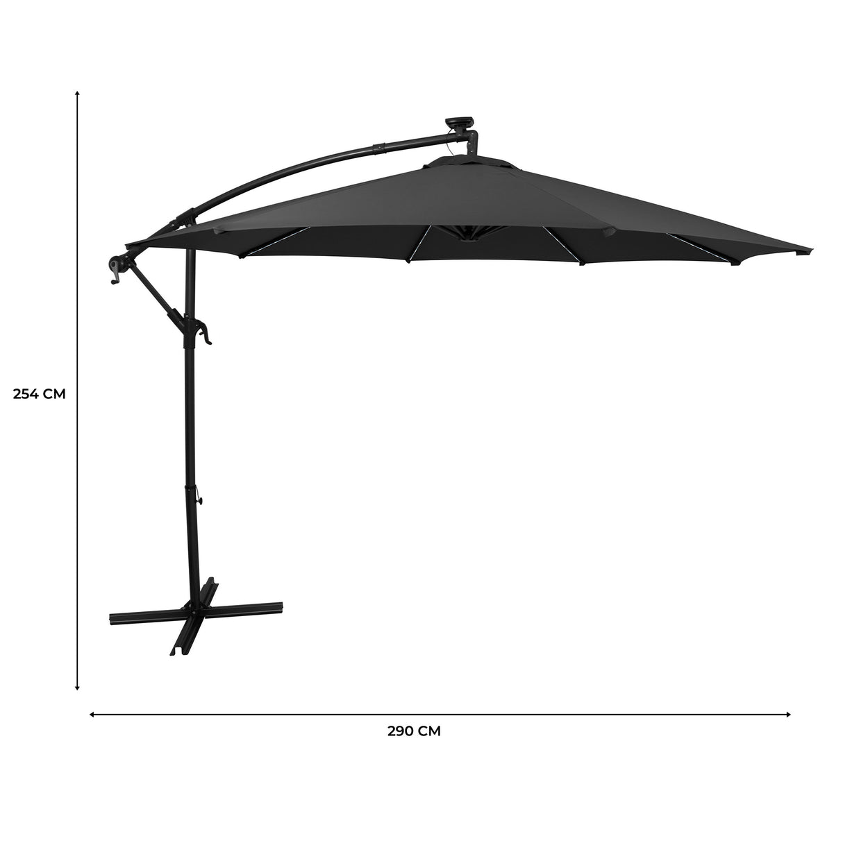 Parasol Excéntrico LED de 3 m – Gris