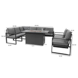 Conjunto de Jardín de Aluminio para 7 Personas con Mesa Brasero