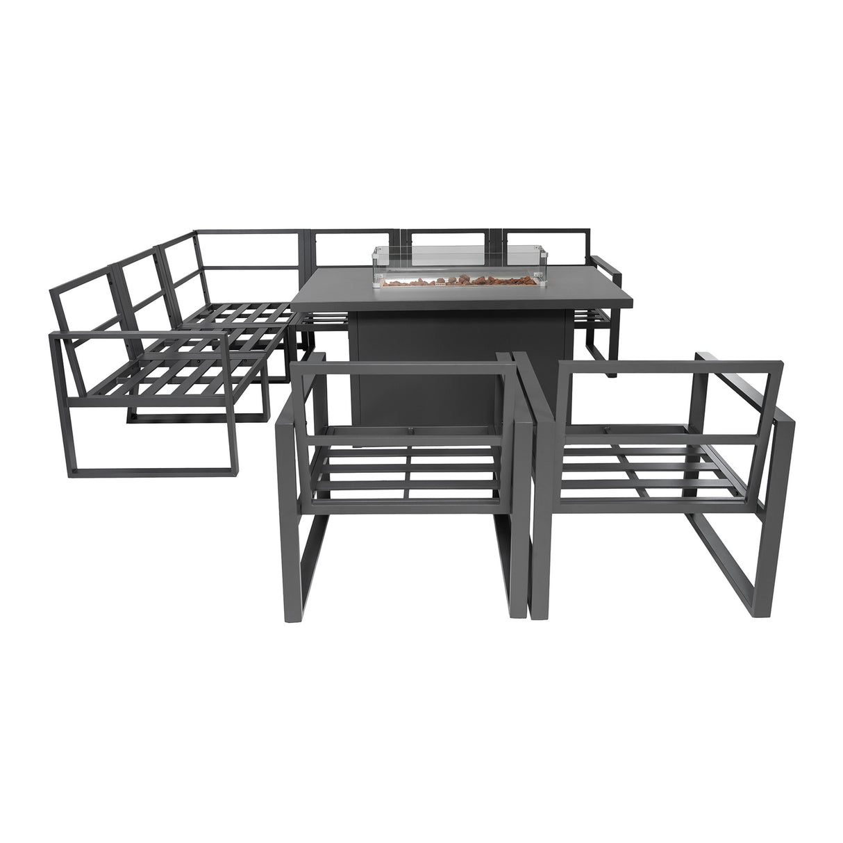 Conjunto de Jardín de Aluminio para 7 Personas con Mesa Brasero