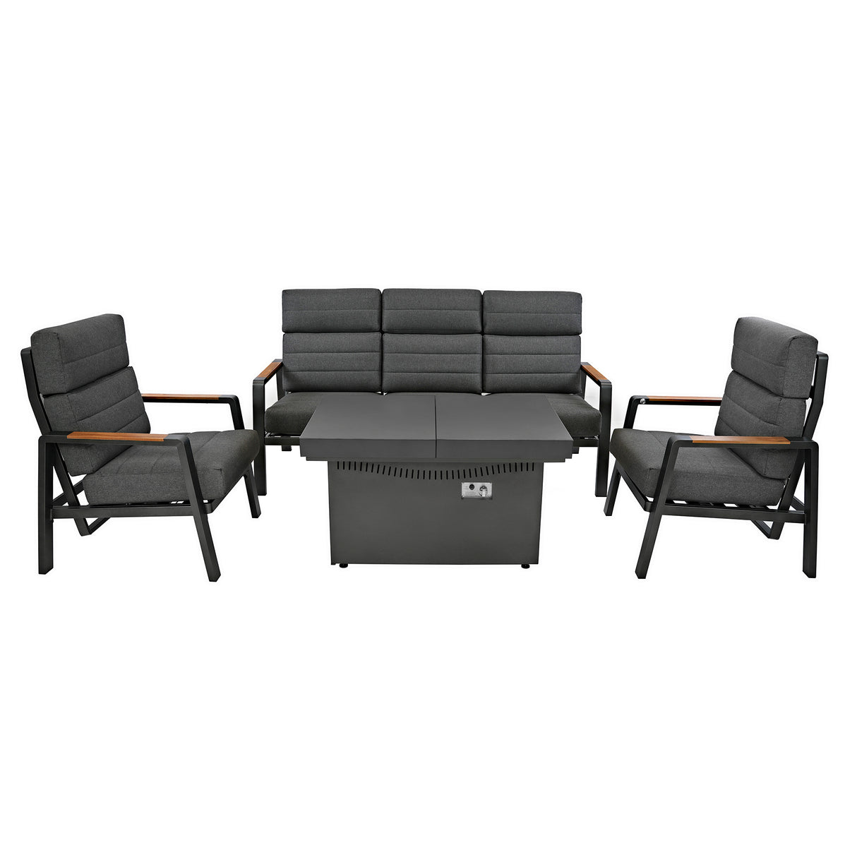 Conjunto de Muebles Reclinables para 5 Personas con Mesa Brasero