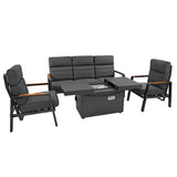 Conjunto de Muebles Reclinables para 5 Personas con Mesa Brasero