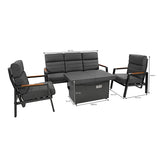 Conjunto de Muebles Reclinables para 5 Personas con Mesa Brasero