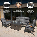 Conjunto de Muebles Reclinables para 5 Personas con Mesa Brasero