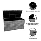 Baúl de Almacenaje de Ratán 700L – Gris