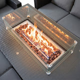 Conjunto de Jardín de Ratán 8 Plazas con Mesa de Fuego a Gas – Negro