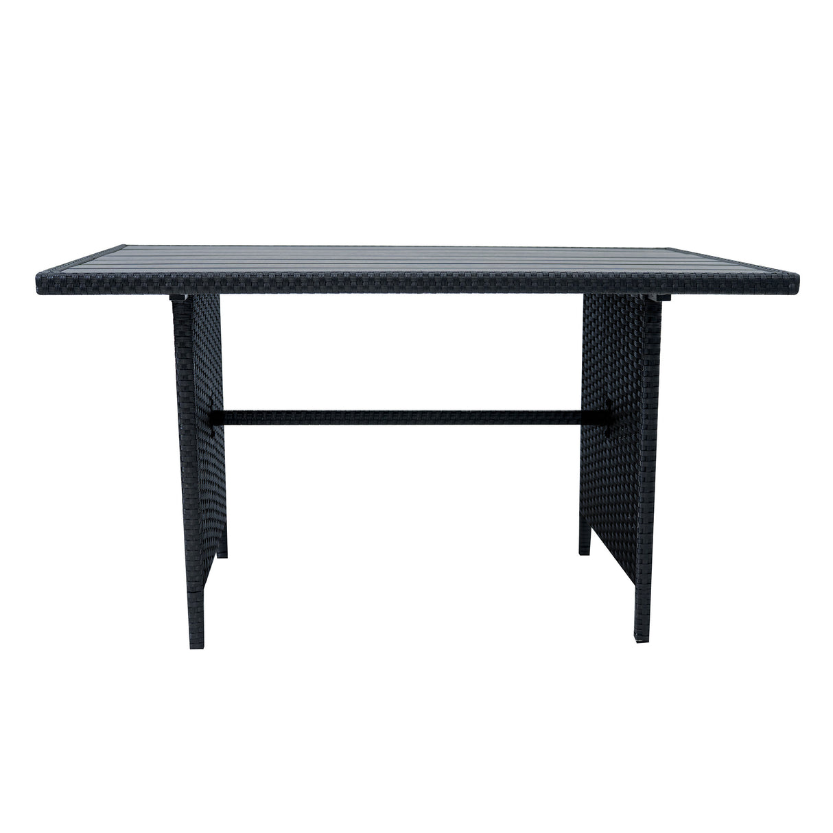 Conjunto de Ratán con Sofá Rinconera y Mesa de Madera Sintética – Negro