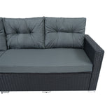 Conjunto de Ratán con Sofá Rinconera y Mesa de Madera Sintética – Negro