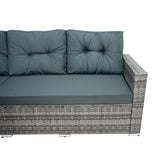 Conjunto de Ratán con Sofá Rinconera y Mesa de Madera Sintética – Gris