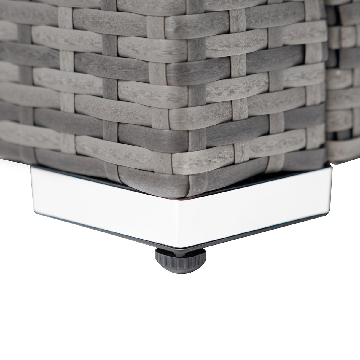 Conjunto de Ratán con Sofá Rinconera y Mesa de Madera Sintética – Gris