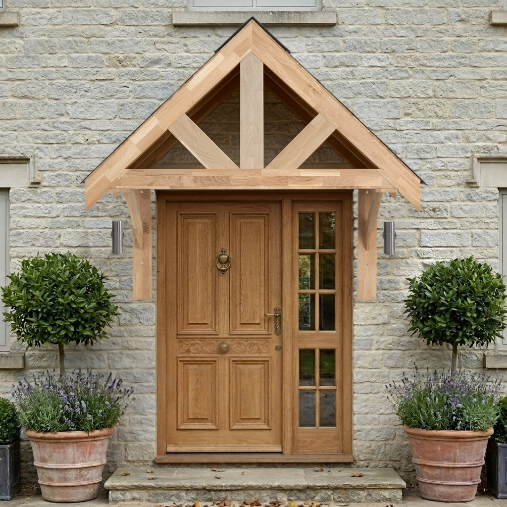 Kit de Marquesina de Entrada de Roble Macizo – 140 cm