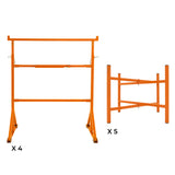 Pack de 4 Caballetes de obra + 5 Soportes para Tablero de Mampostería de 50 cm