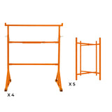 Pack de 4 Caballetes de obra + 5 Soportes para Tablero de Mampostería de 75 cm