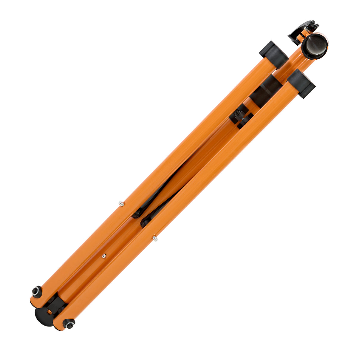 Soporte de reparación para bicicletas en color naranja brillante, con diseño plegable y estructura robusta para mayor estabilidad