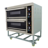 Horno comercial grande para pizza KuKoo con dos compartimentos, acabado en acero inoxidable y controles digitales en el lateral
