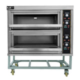 Horno comercial grande para pizza KuKoo de acero inoxidable, con dos compartimentos, controles digitales y ruedas para fácil movilidad