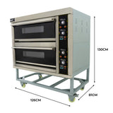 Horno comercial grande para pizza KuKoo de acero inoxidable, con dos compartimentos y pala para pizza, ruedas para fácil movilidad