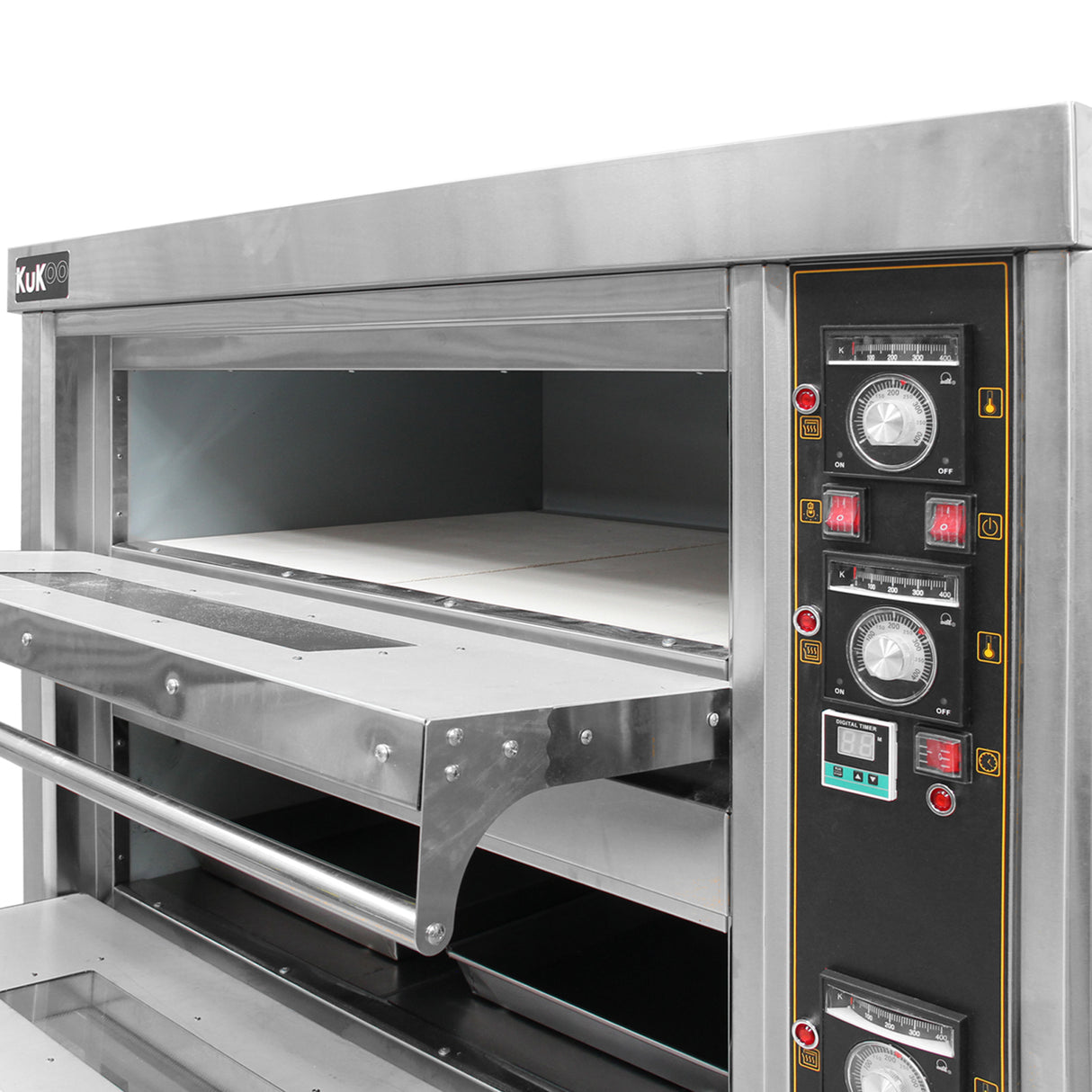 Horno Comercial Monofásico para Cocinar Pizzas con 2 Cámaras y 400°C de Potencia