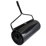 Rodillo de jardín remolcable T-Mech de 120 L, con cilindro negro brillante y marco de metal resistente, ideal para nivelar suelos