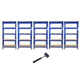 5 Estanterías de Acero T-Rax Azules Sin Tornillos 75cm x 30cm