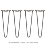 4 Patas de Horquilla SkiSki Legs 40,6cm Acero Natural 2 Dientes 12mm