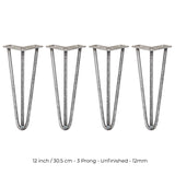 4 Patas de Horquilla SkiSki Legs 30,5cm Acero Natural 3 Dientes 12mm