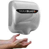 Secador de manos comercial MAXBLAST en acabado metálico brillante, diseñado para un secado rápido y eficiente de las manos
