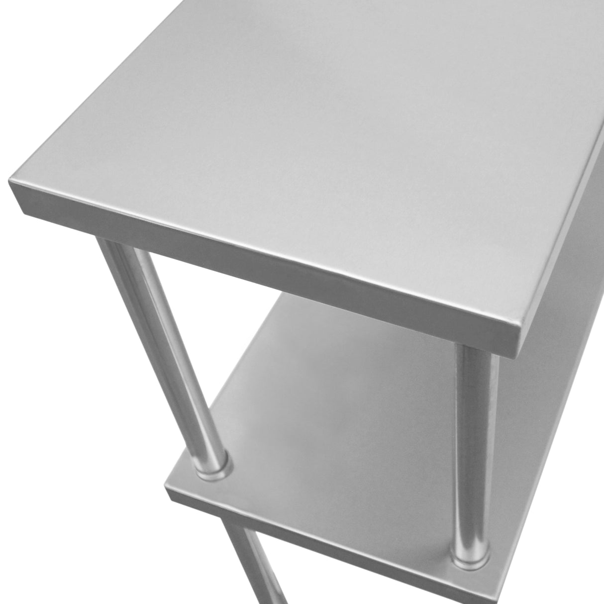 KuKoo Kit de Mesa de Trabajo  para Gastronomía y Estante Doble de Sobremesa de Acero Inoxidable 150cm