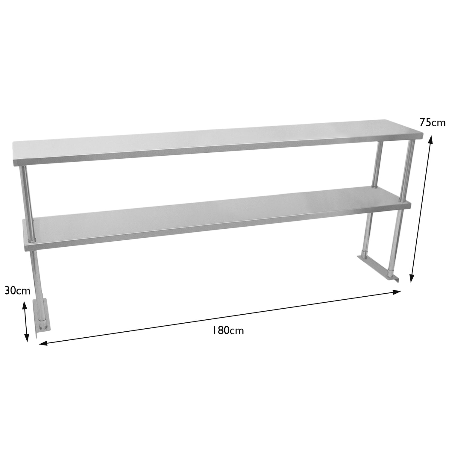 KuKoo Kit de Mesa de Trabajo  para Gastronomía y Estante de Sobremesa de Acero Inoxidable Doble-180cm