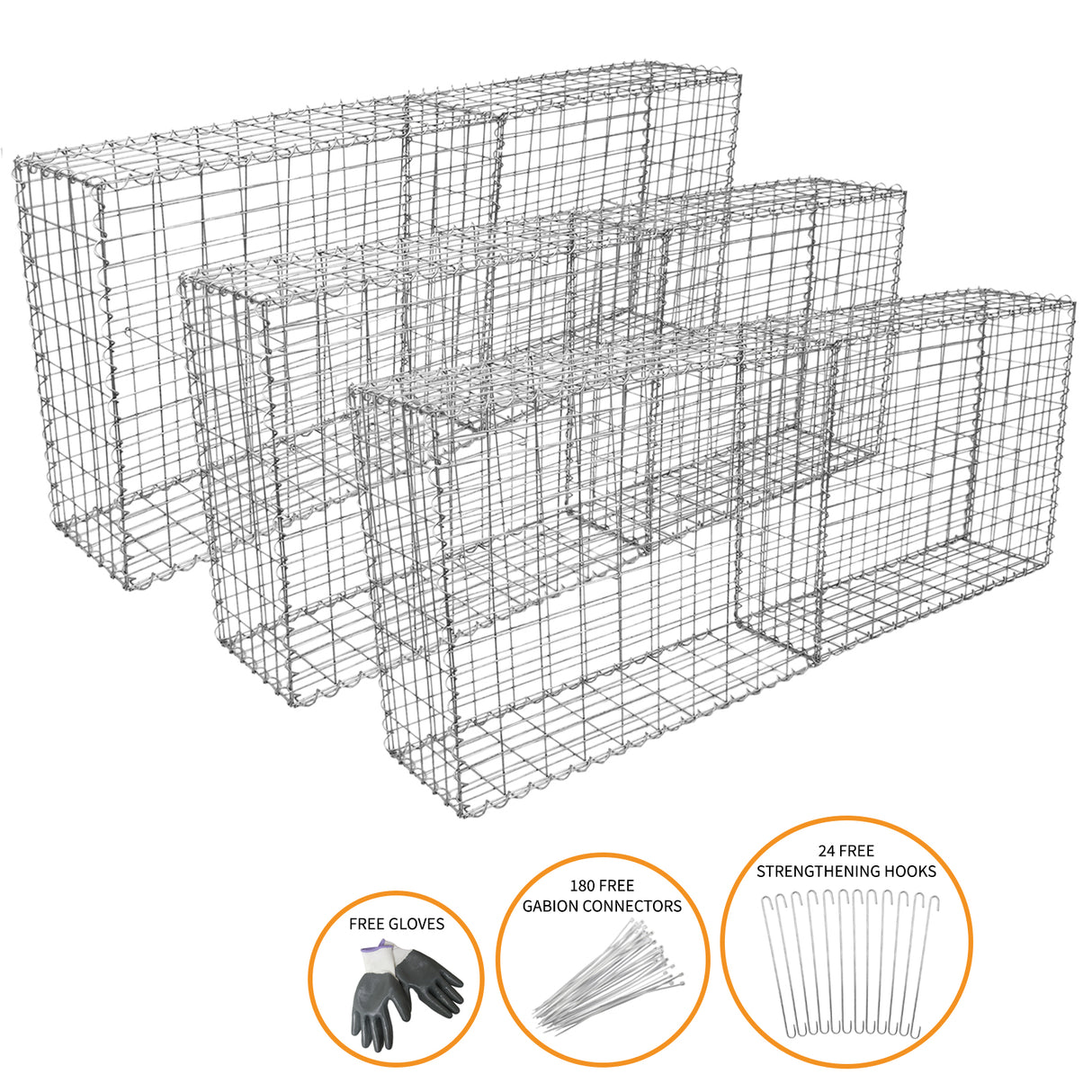 6 Cestas de Acero Galvanizado de Exterior Jaulas para Decoración 100 x 95 x 30cm